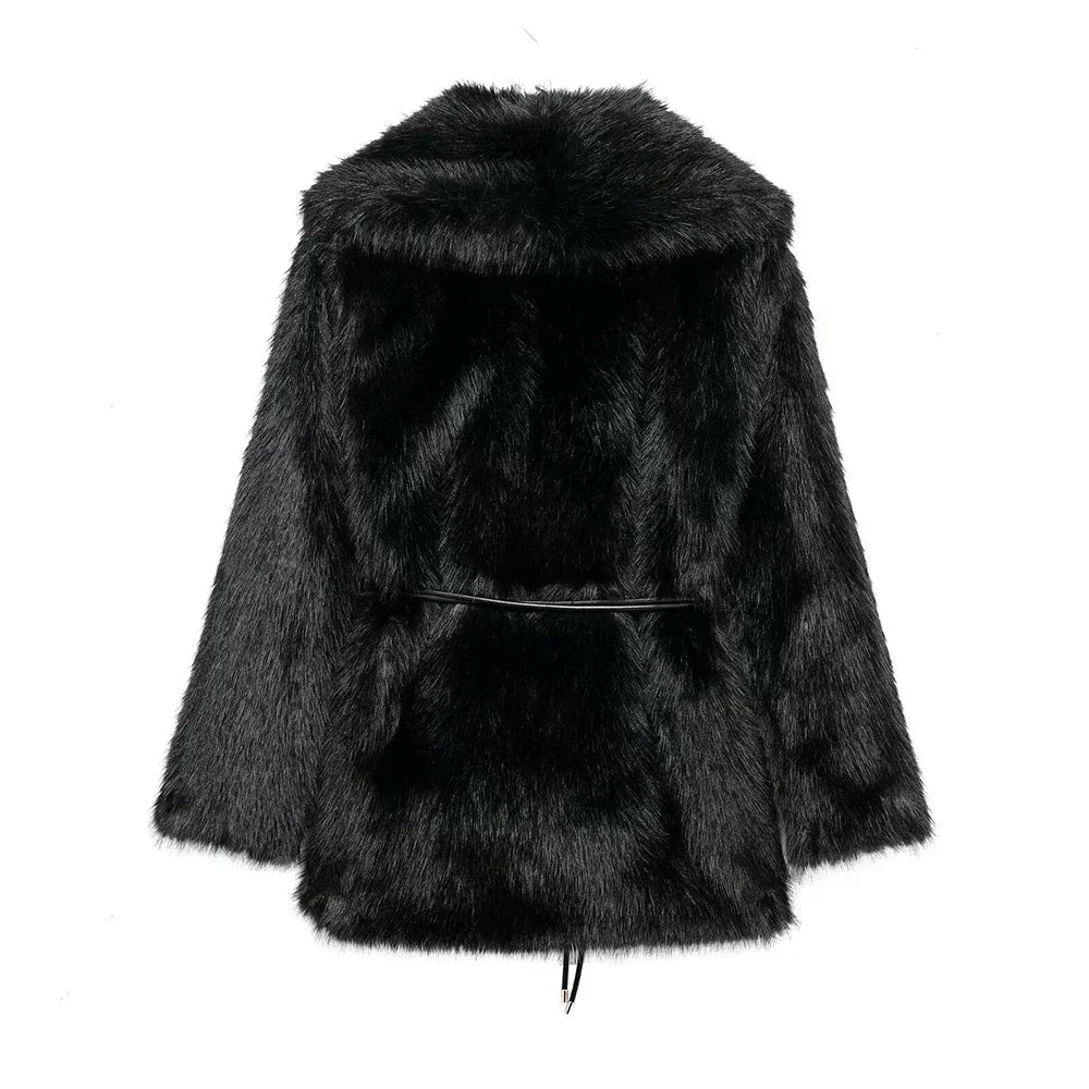 Faith Faux Fur Coat with Belt