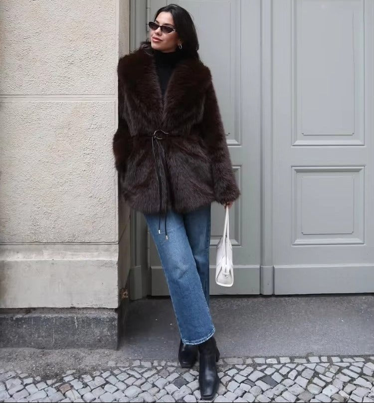 Faith Faux Fur Coat with Belt