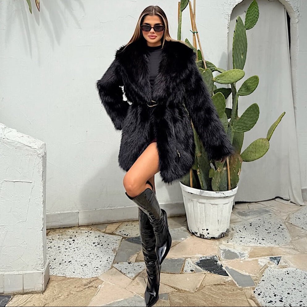 Faith Faux Fur Coat with Belt