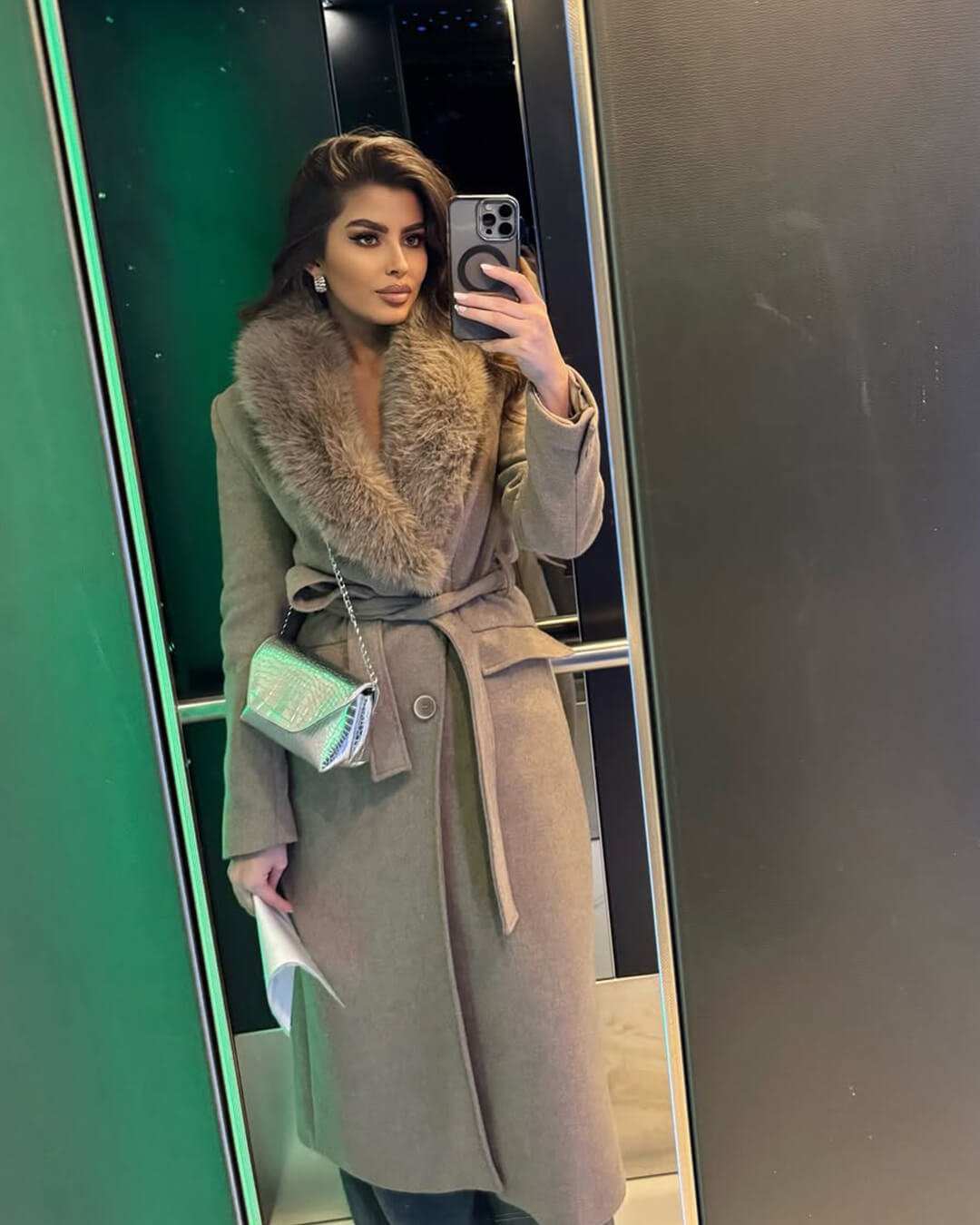 Faye Faux Fur Collar Maxi Coat