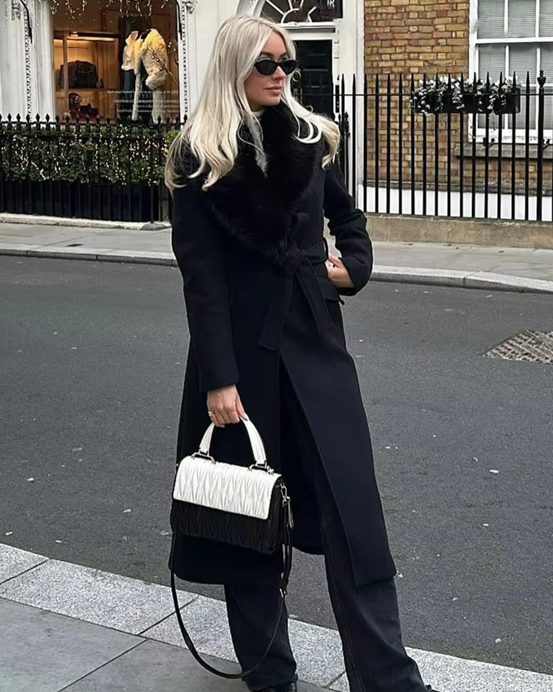 Faye Faux Fur Collar Maxi Coat