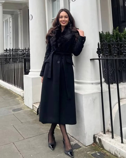 Faye Faux Fur Collar Maxi Coat