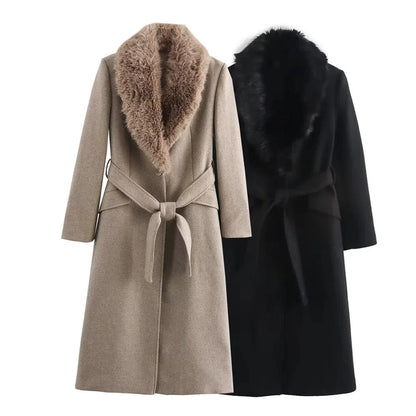Faye Faux Fur Collar Maxi Coat