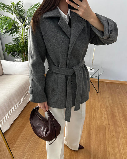Felly Faux Wool Coat with Belt