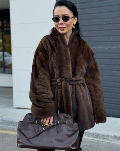 Hazel Belted Faux Fur Jacket