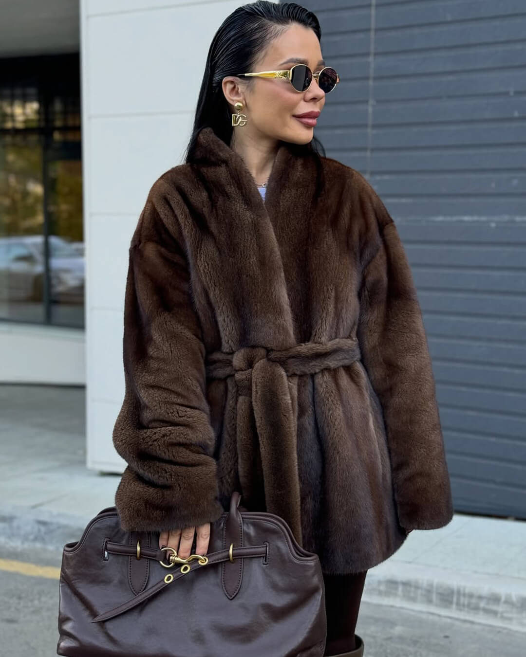 Hazel Belted Faux Fur Jacket