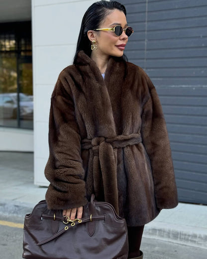 Hazel Belted Faux Fur Jacket