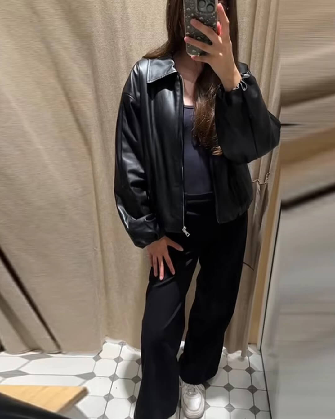 Jenny Faux Leather Bomber Jacket