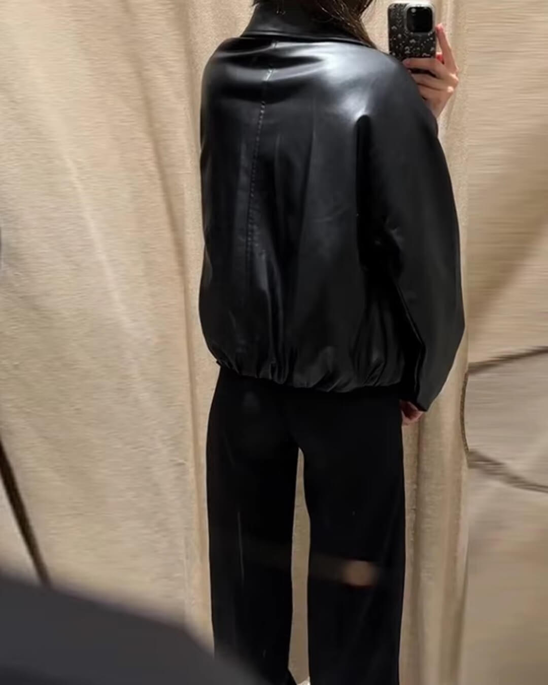 Jenny Faux Leather Bomber Jacket