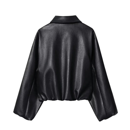 Jenny Faux Leather Bomber Jacket