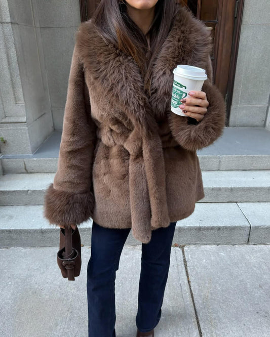 Jessa Faux Fur Trim Coat