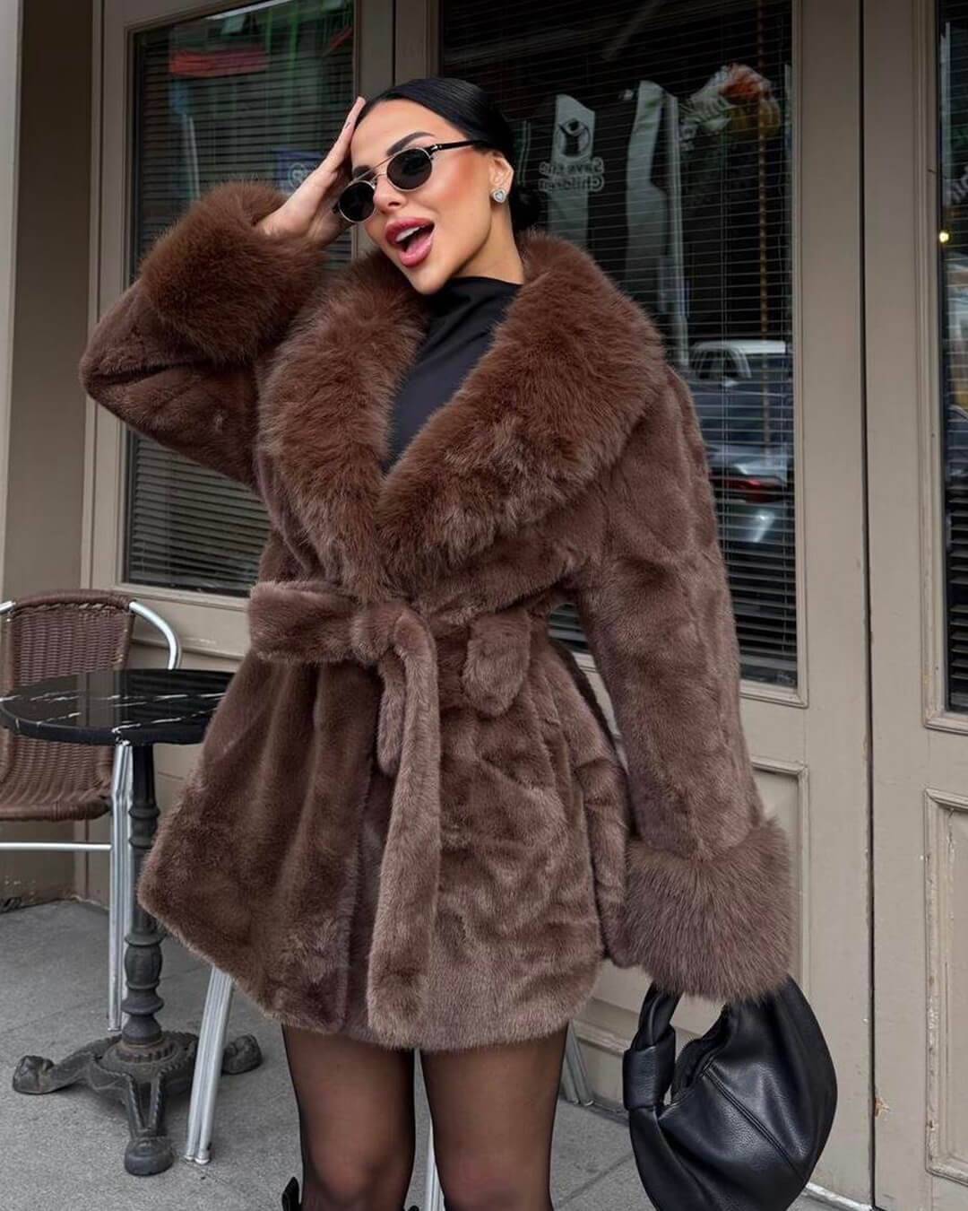 Jessa Faux Fur Trim Coat