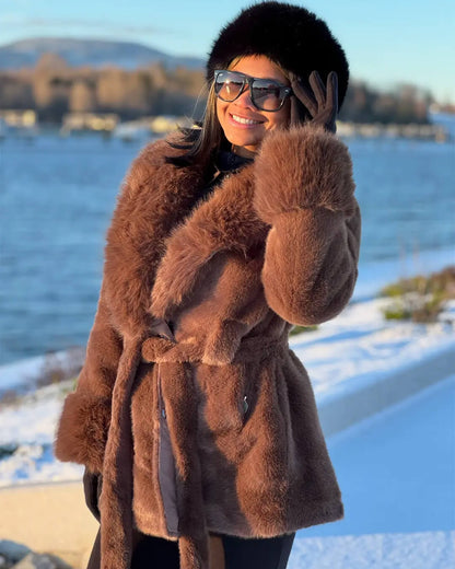 Jessa Faux Fur Trim Coat