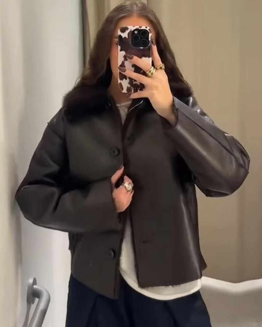 Joana Reversible Faux fur Leather Jacket