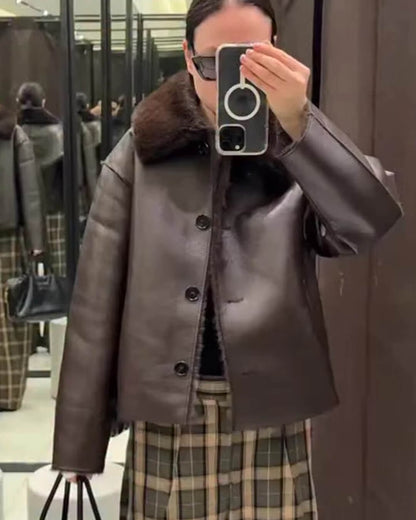 Joana Reversible Faux fur Leather Jacket