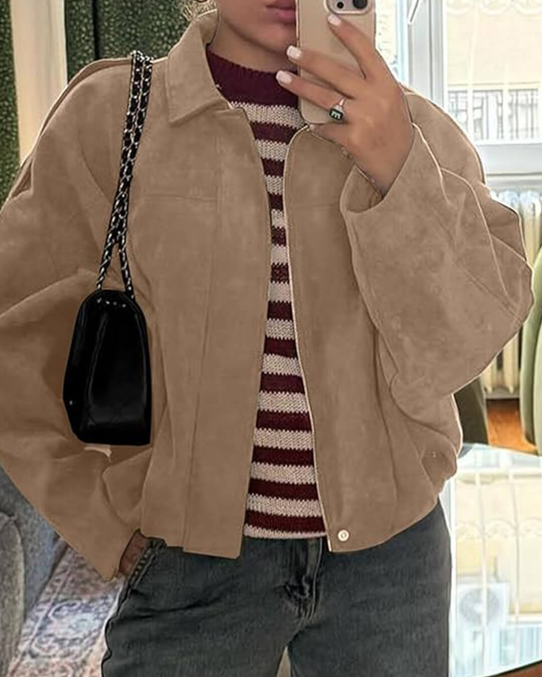 Lara Suede Bomber Jacket