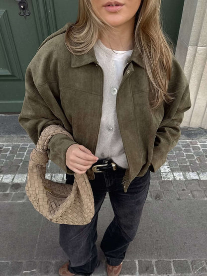Lara Suede Bomber Jacket