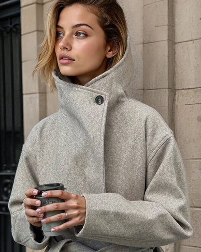 Loraine Stand Collar Lace Up Coat