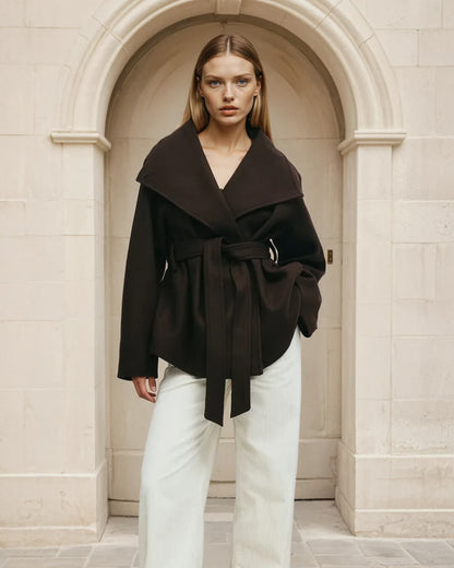 Loraine Stand Collar Lace Up Coat