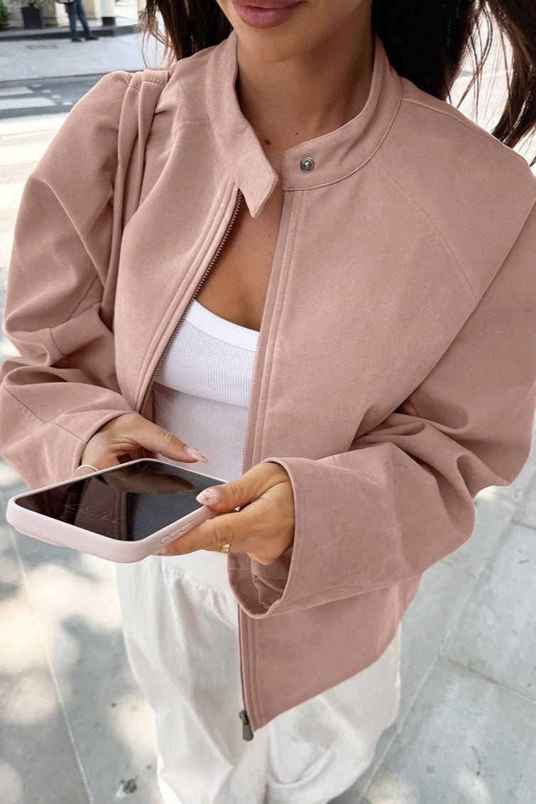 Queenie Suede Bomber Jacket