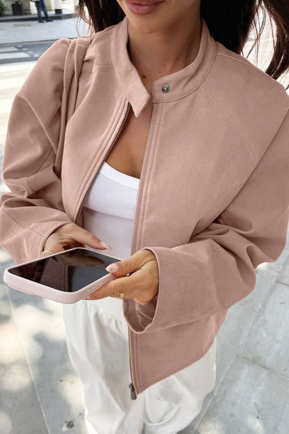 Queenie Suede Bomber Jacket