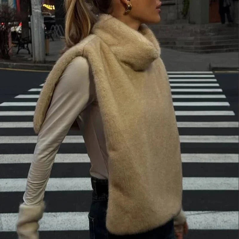 Rina Faux Fur Turtleneck Vest