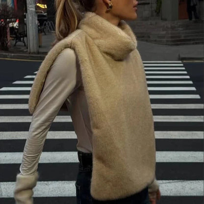 Rina Faux Fur Turtleneck Vest