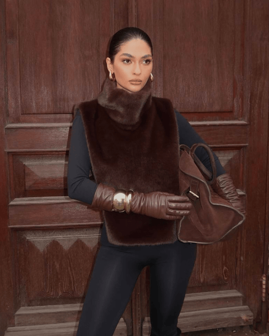 Rina Faux Fur Turtleneck Vest