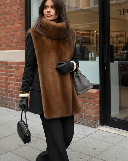 Rina Faux Fur Turtleneck Vest