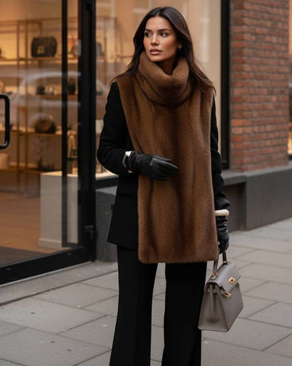Rina Faux Fur Turtleneck Vest