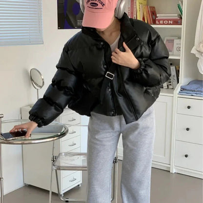 Samantha Faux Leather Puffer Jacket