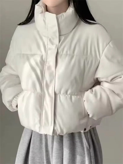 Samantha Faux Leather Puffer Jacket