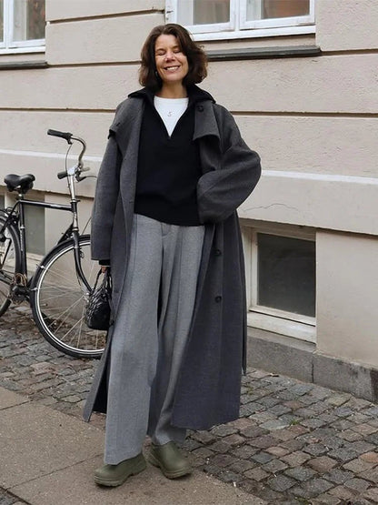 Sheryl Stand Up Collar Belted Long Coat