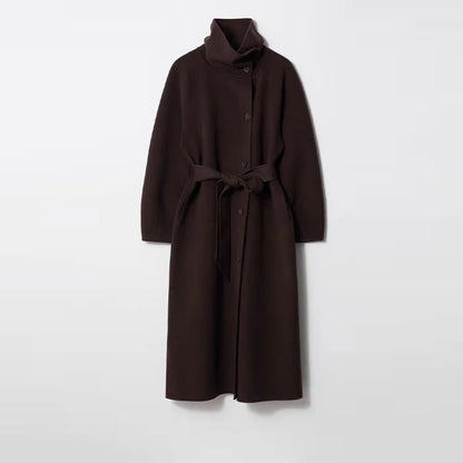 Sheryl Stand Up Collar Belted Long Coat