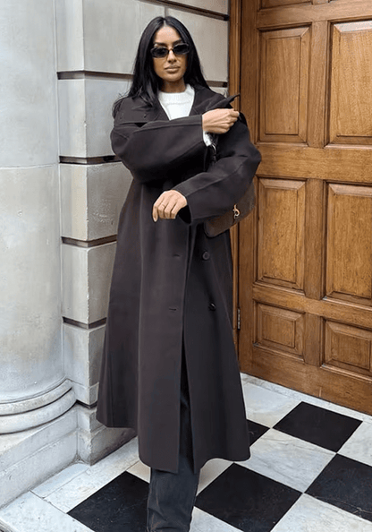 Sheryl Stand Up Collar Belted Long Coat