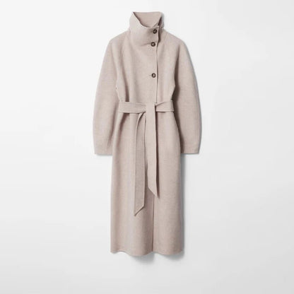 Sheryl Stand Up Collar Belted Long Coat