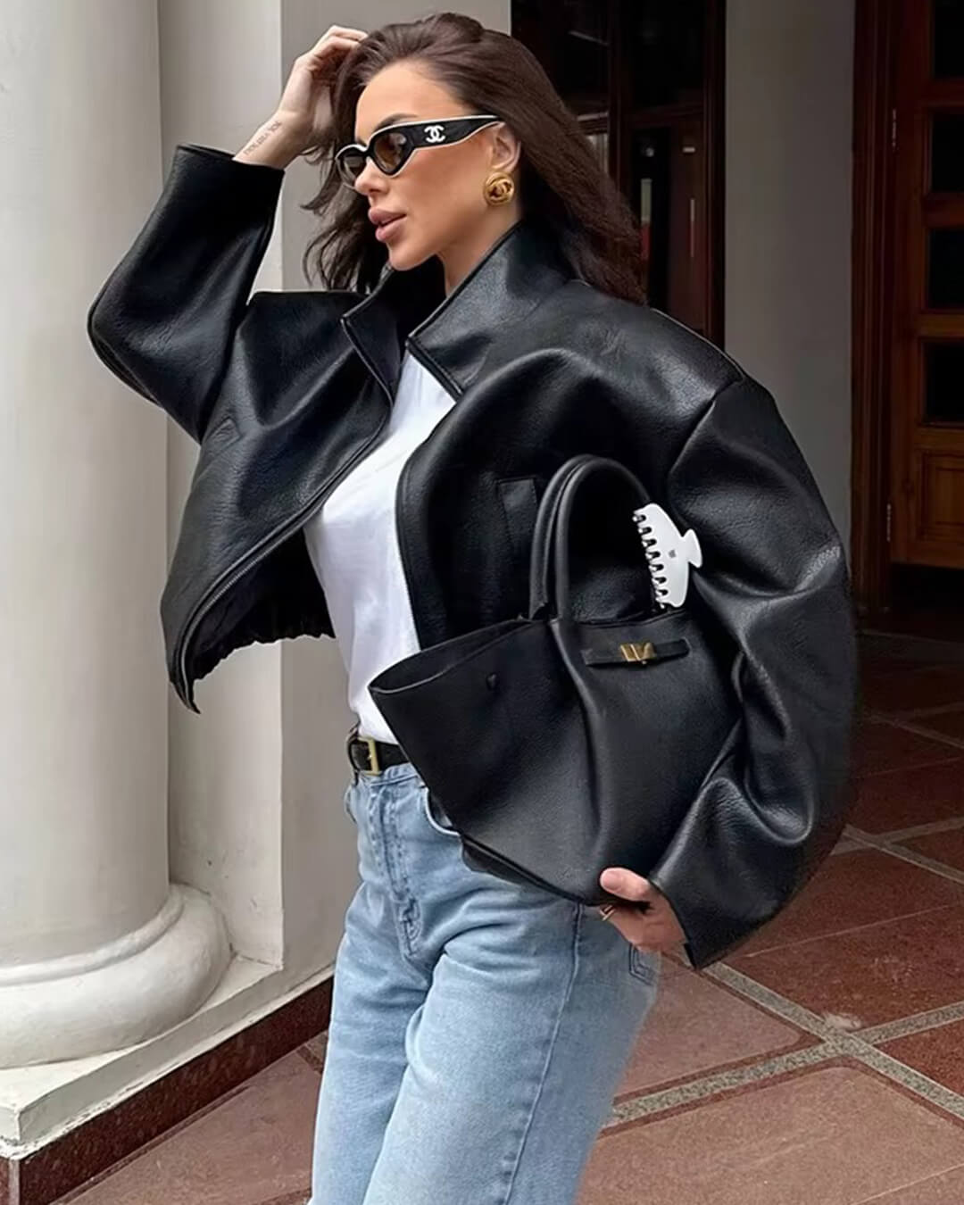 Sylvia Zip Up Leather Jacket