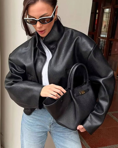 Sylvia Zip Up Leather Jacket