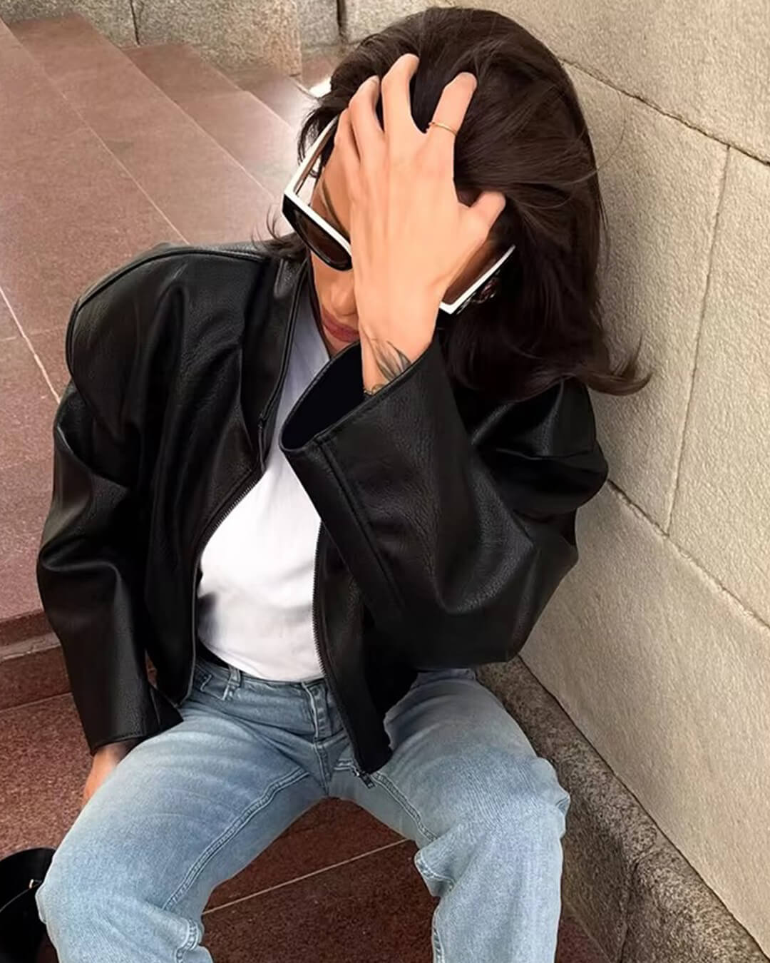 Sylvia Zip Up Leather Jacket