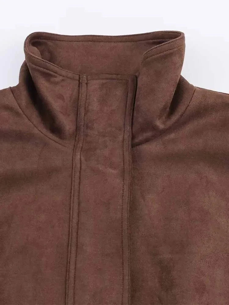 Viona Stand Collar Suede Jacket