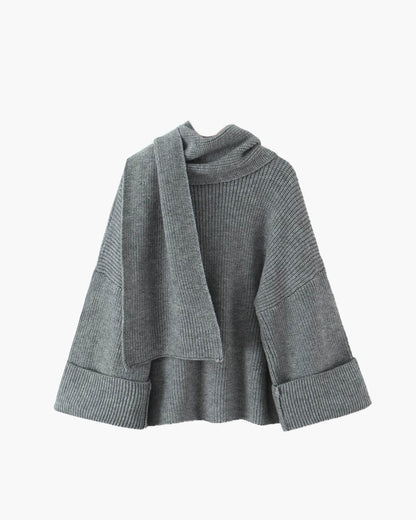 Xia Loose Knit Pullover with Scarf
