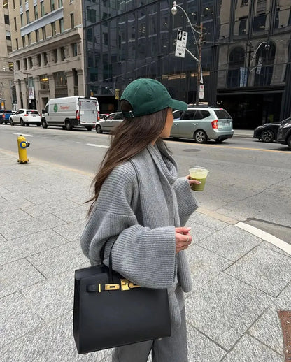 Xia Loose Knit Pullover with Scarf