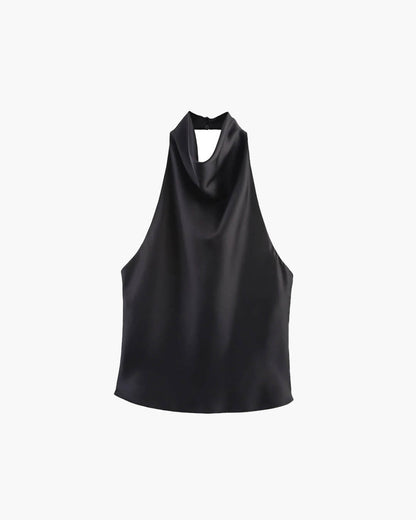Anastasia Halter Backless Satin Top