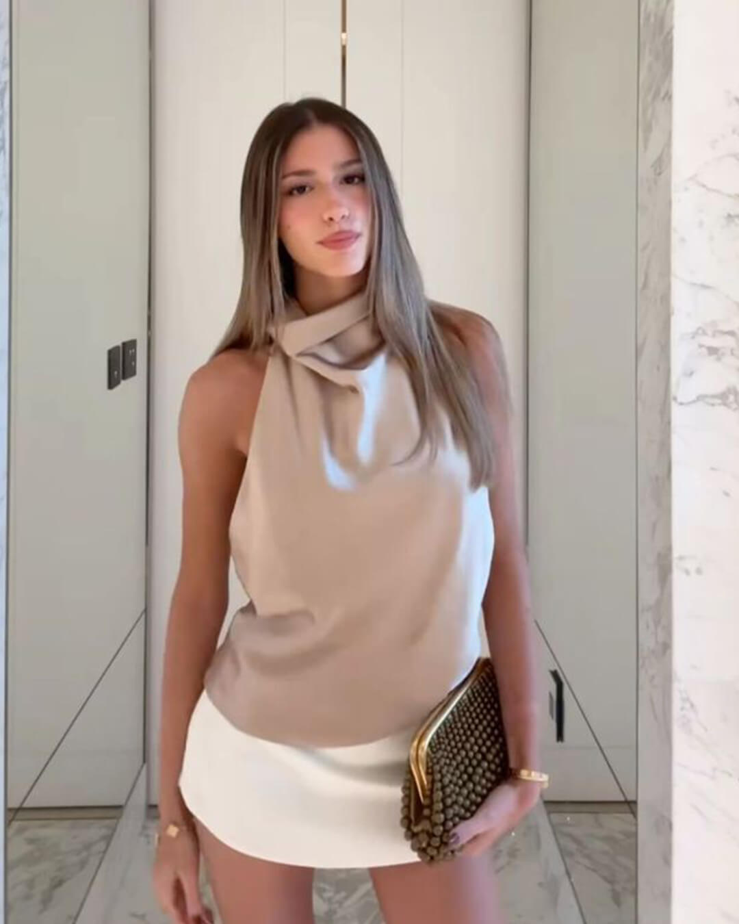 Anastasia Halter Backless Satin Top