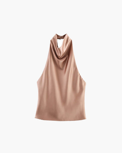 Anastasia Halter Backless Satin Top