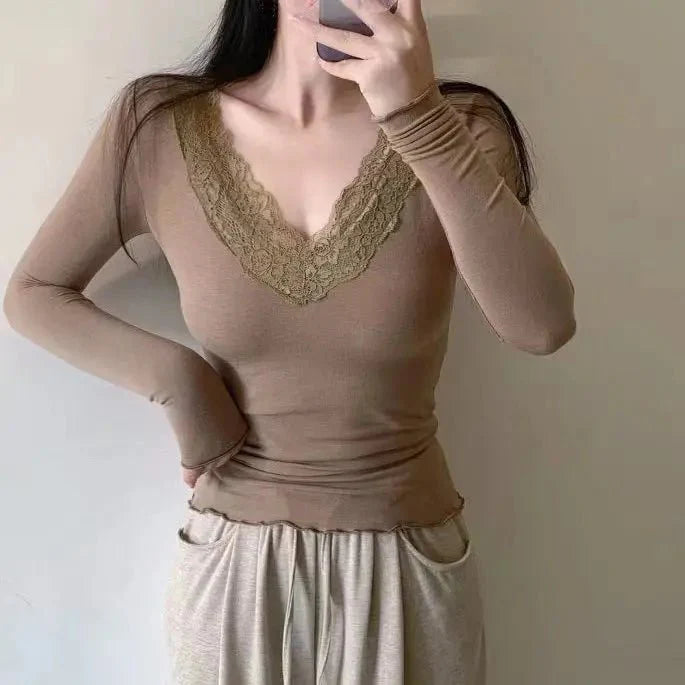 Aurora V-Neck Lace Top