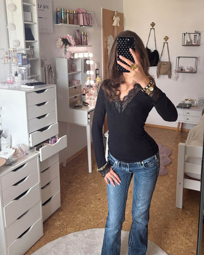 Aurora V-Neck Lace Top