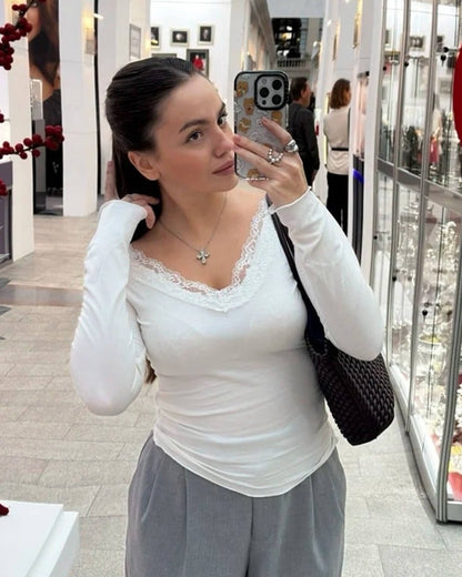 Aurora V-Neck Lace Top