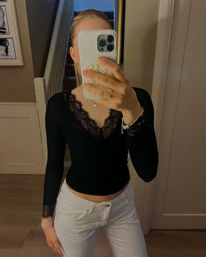Aurora V-Neck Lace Top