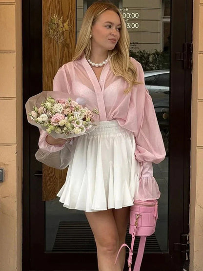 Brielle Button Down Sheer Blouse